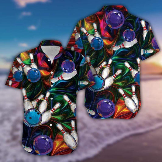 Amazing Colorful Light Bowling Unisex Hawaiian Aloha Shirts