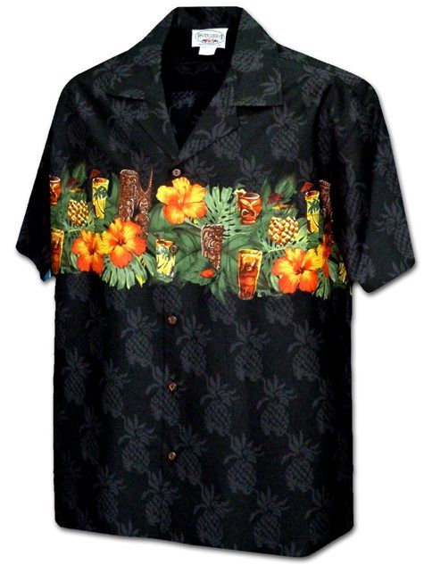 Hibiscus Tiki Pineapple Black Amazing Design Hawaiian Shirt Dhc1806977