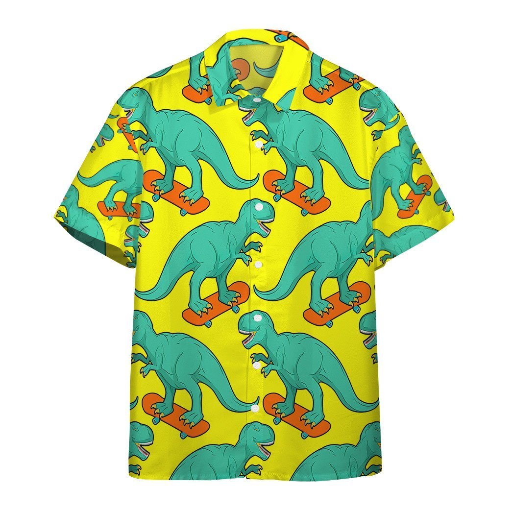  3D T Rex On Skateboard Custom Hawaii Shirts