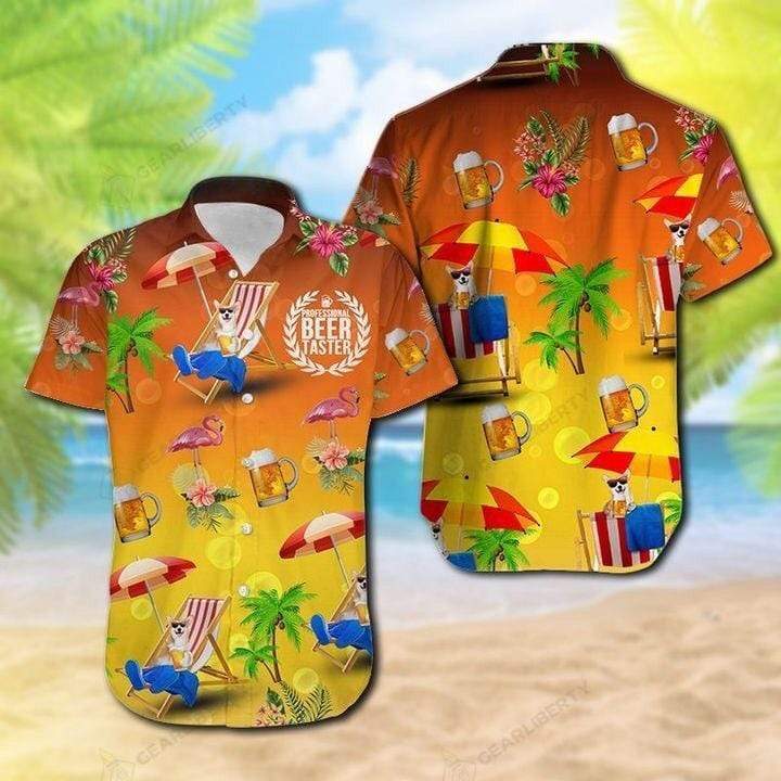 ?Professional Beer Taster Corgi On The Beach Hawaiian Shirts