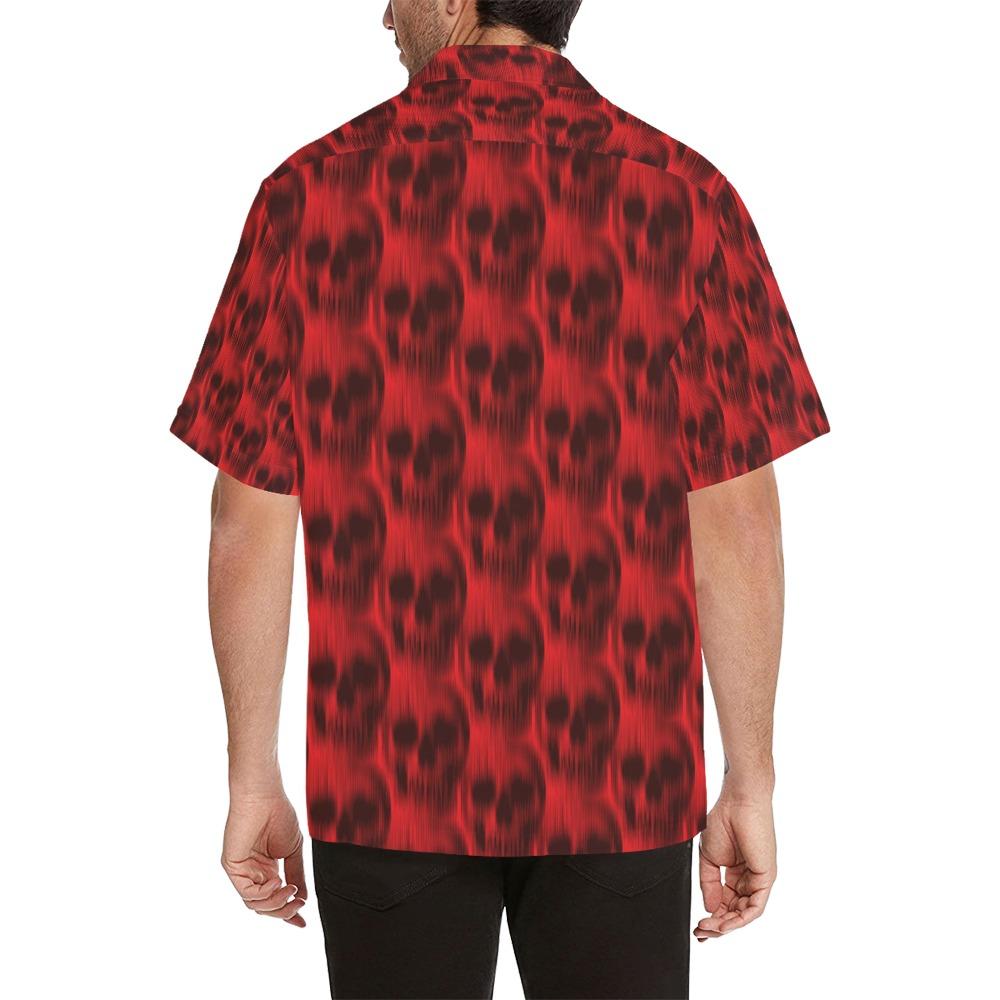 Skull Red Print Design Hawaiian Shirt