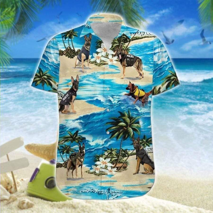 Hawaiian Aloha Shirts K9 Police Dog German Shepherd