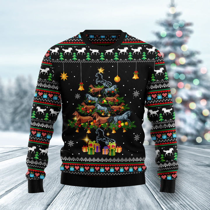 Horse Christmas Tree Ugly Christmas Sweater 