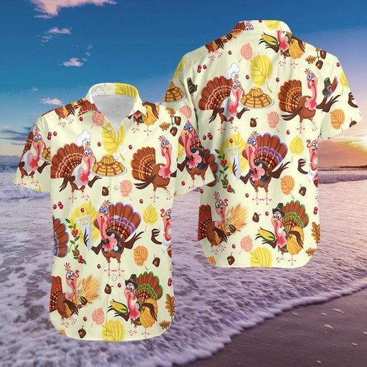 Hawaiian Aloha Shirts Funny Chef Turkeys Thanksgiving #411DH