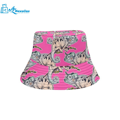 Chameleon lizard pattern pink background Unisex Bucket Hat