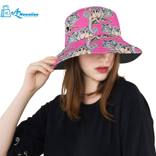 Chameleon lizard pattern pink background Unisex Bucket Hat