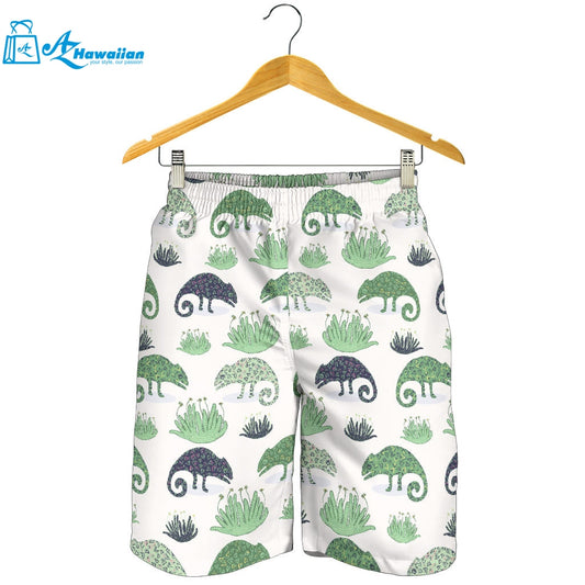 Chameleon Lizard Succulent Plant Pattern Men Shorts