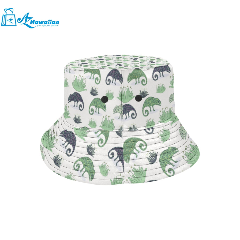 Chameleon lizard succulent plant pattern Unisex Bucket Hat