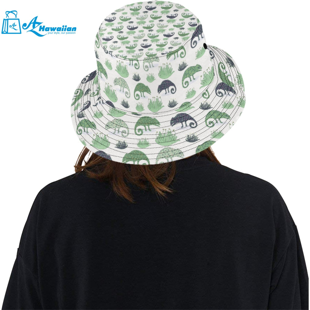 Chameleon lizard succulent plant pattern Unisex Bucket Hat