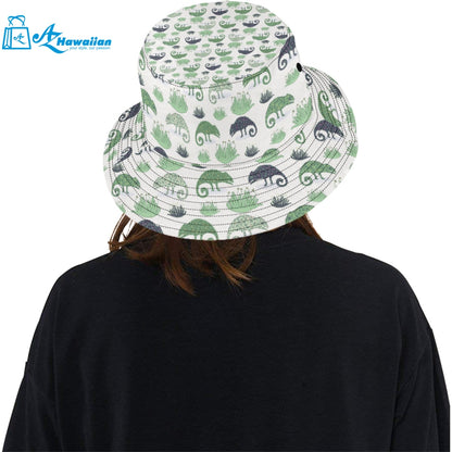 Chameleon lizard succulent plant pattern Unisex Bucket Hat