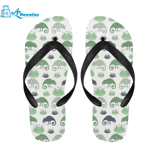 Chameleon lizard succulent plant pattern Unisex Flip Flops