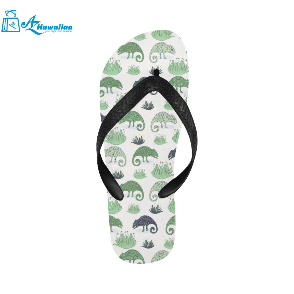 Chameleon lizard succulent plant pattern Unisex Flip Flops