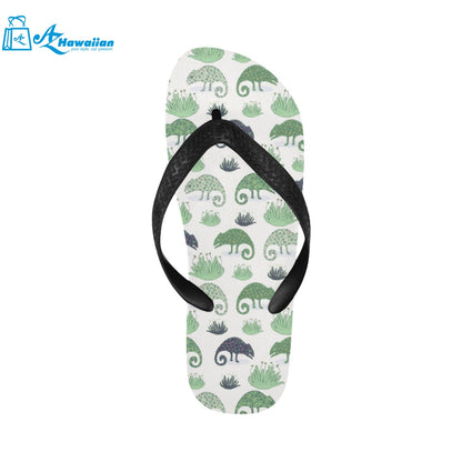 Chameleon lizard succulent plant pattern Unisex Flip Flops