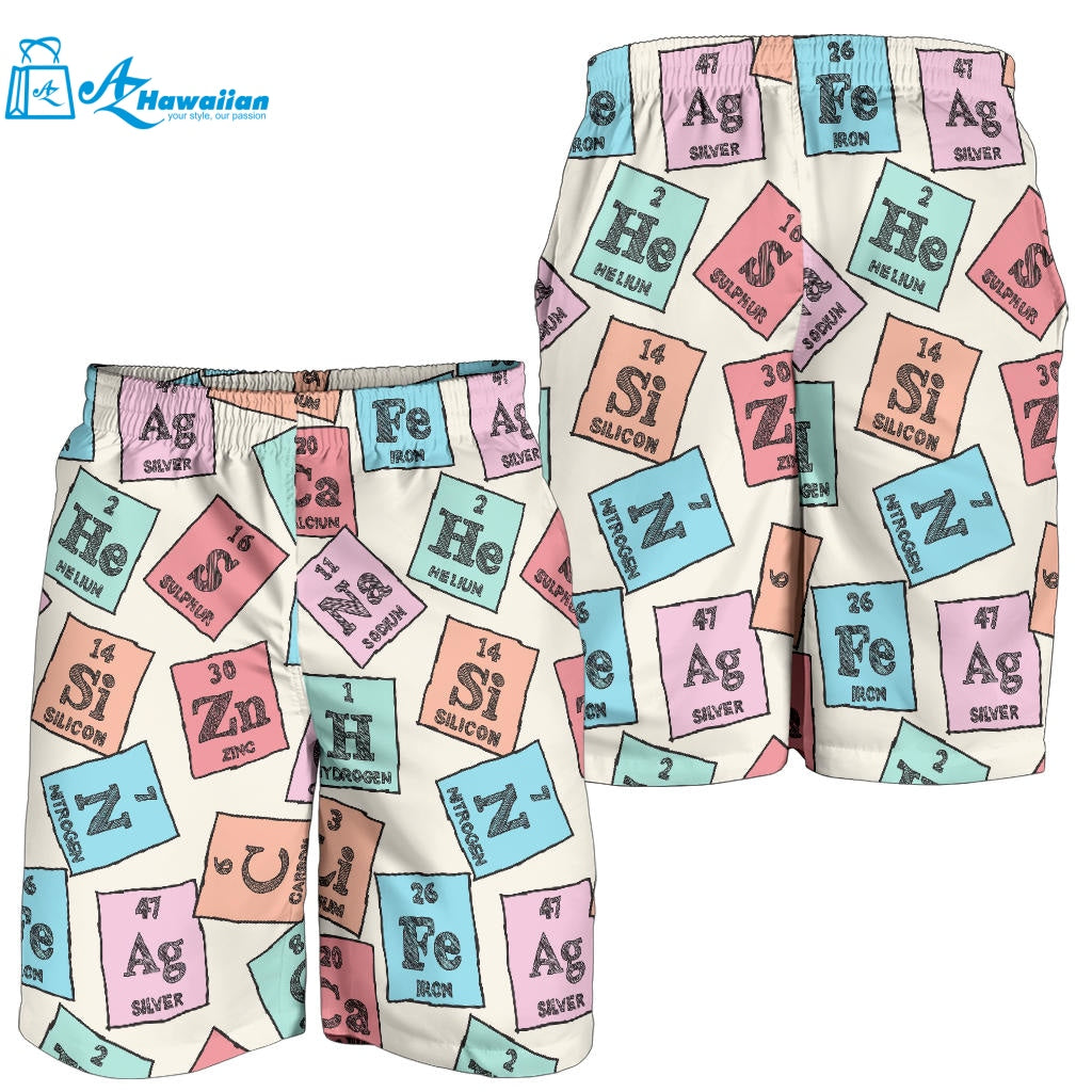 Chemistry Periodic Table Pattern Print Design 02 Men Shorts