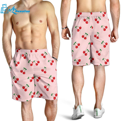 Cherry Pattern Pink Background Men Shorts