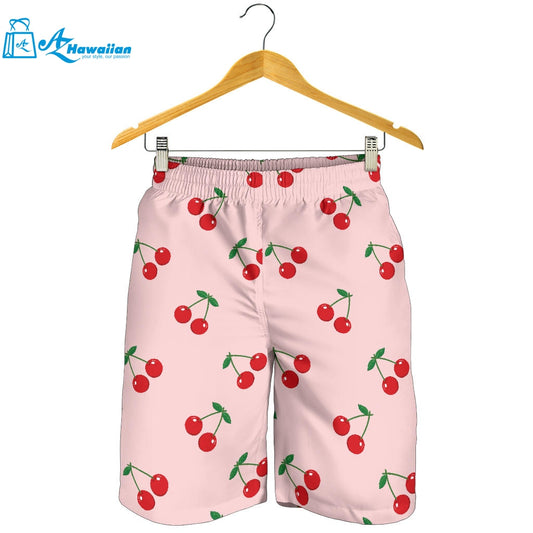 Cherry Pattern Pink Background Men Shorts