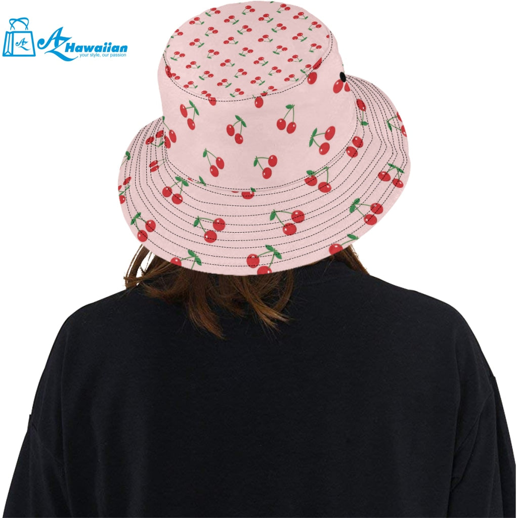 cherry pattern pink background Unisex Bucket Hat