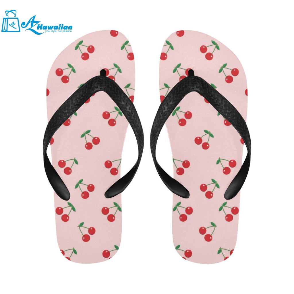 cherry pattern pink background Unisex Flip Flops