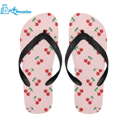 cherry pattern pink background Unisex Flip Flops