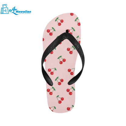 cherry pattern pink background Unisex Flip Flops