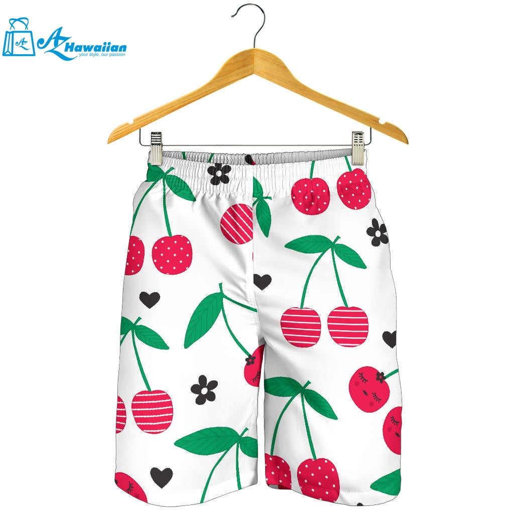 Cherry Pattern White Background Men Shorts