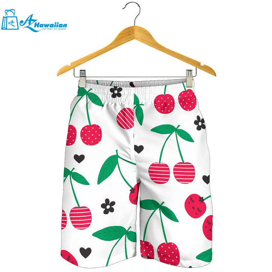 Cherry Pattern White Background Men Shorts