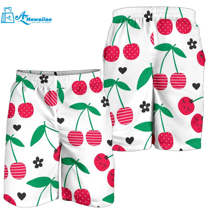 Cherry Pattern White Background Men Shorts