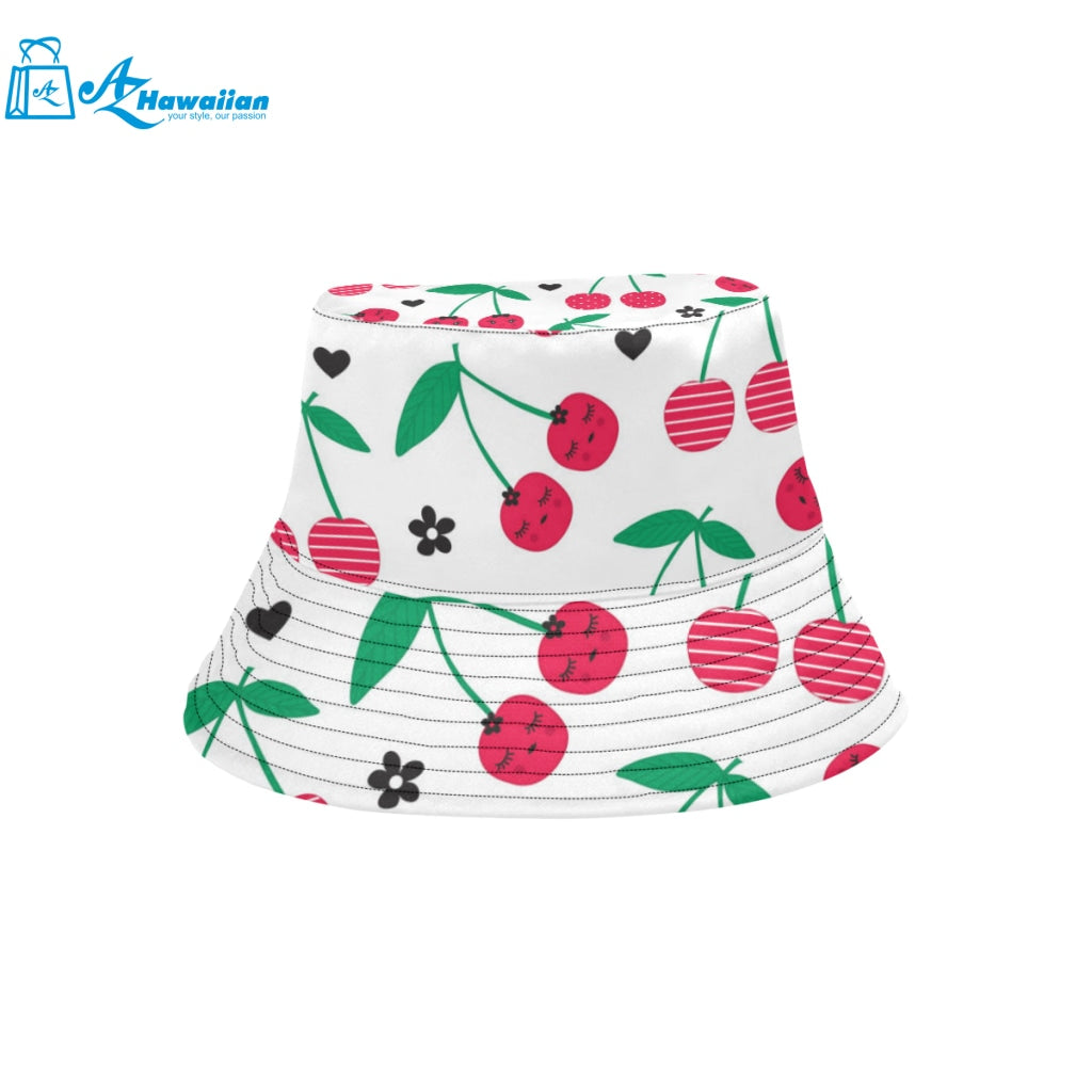 cherry pattern white background Unisex Bucket Hat