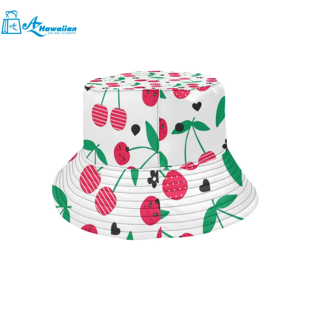 cherry pattern white background Unisex Bucket Hat