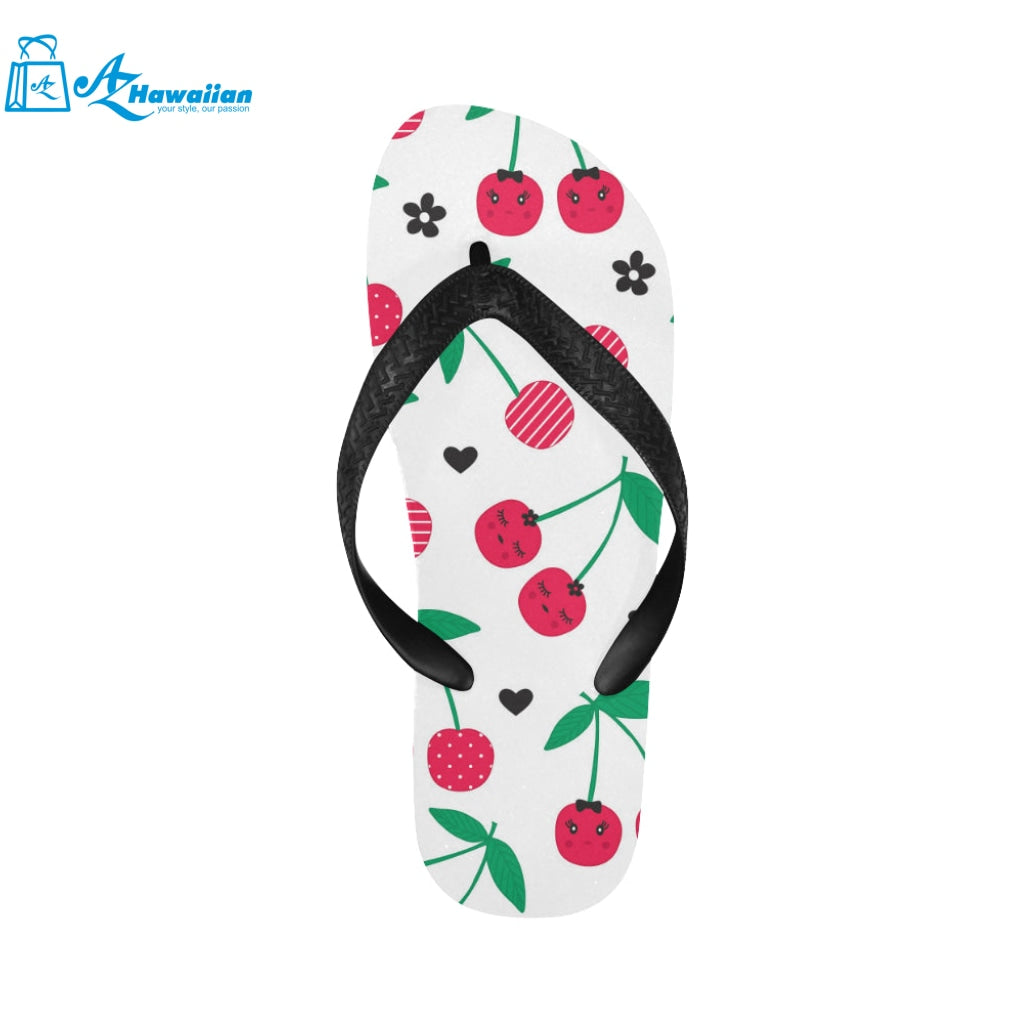 cherry pattern white background Unisex Flip Flops