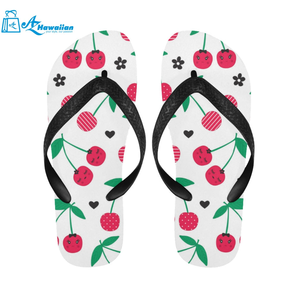 cherry pattern white background Unisex Flip Flops