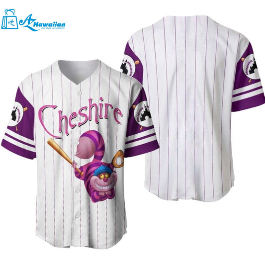 Cheshire Cat Disney All Over Print Pinstripe Baseball Jersey 