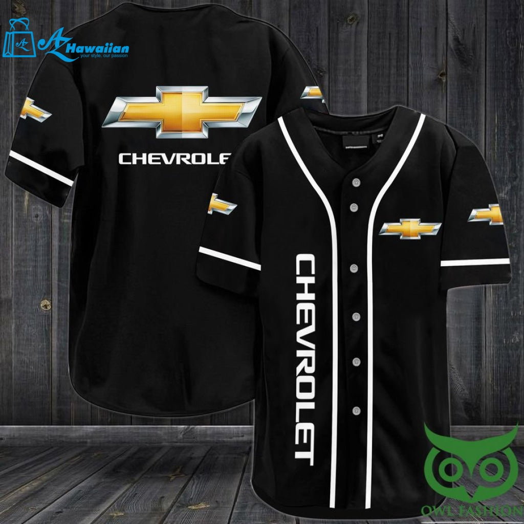 CHEVROLET Black and White Baseball Jersey Shirt