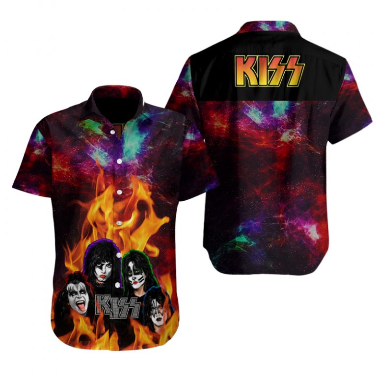 Fall In Love With Kiss Band Unisex Short Sleeve Hawaiian Shirt