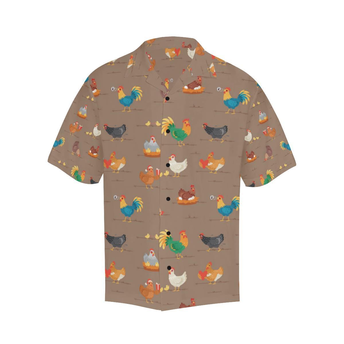 Chicken Happy Print Pattern Hawaiian Shirt