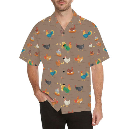 Chicken Happy Print Pattern Hawaiian Shirt