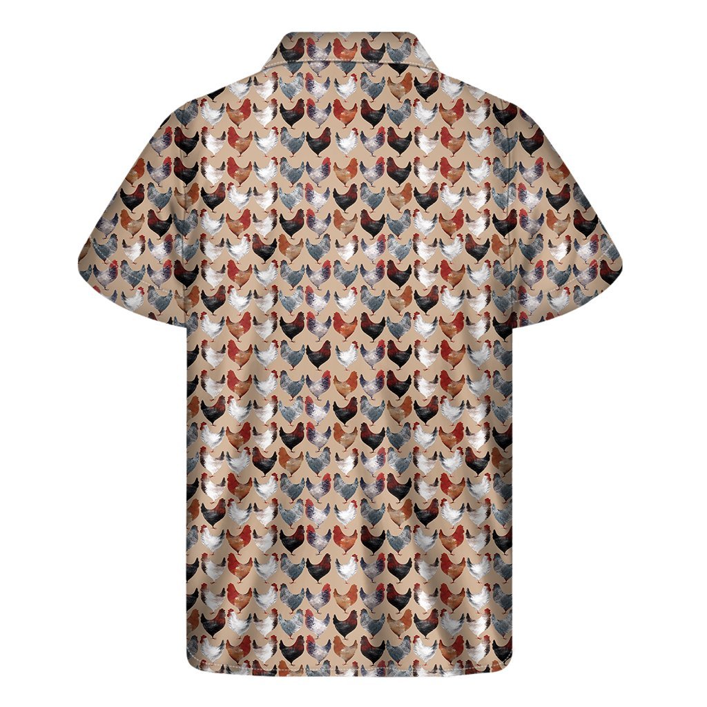 Chicken Painting Pattern Print Mens Short Sleeve Shirt Hawaiian