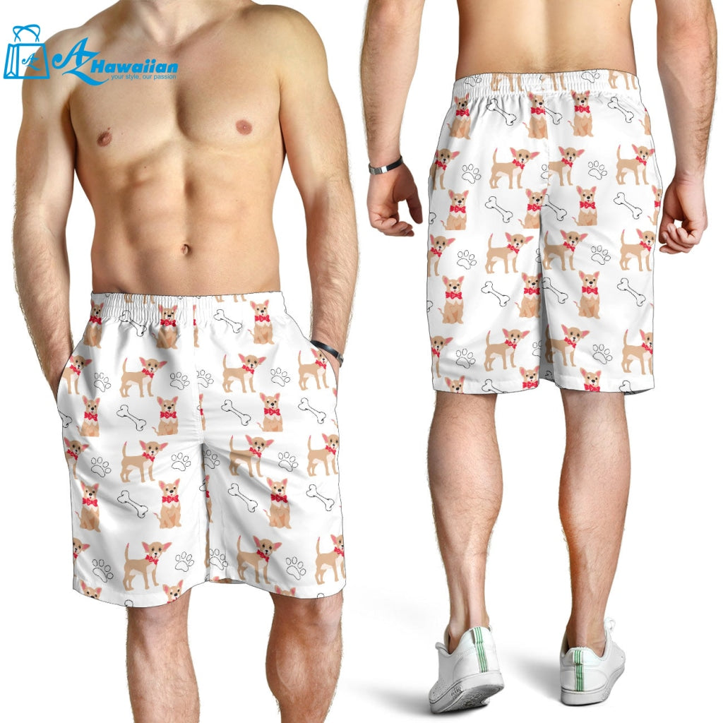 Chihuahua Bone Paw Pattern Men Shorts