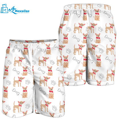 Chihuahua Bone Paw Pattern Men Shorts