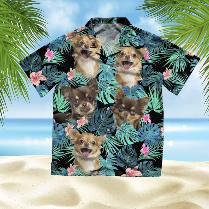 Chihuahua Longhair - Summer Leaves Hawaiian Shirt