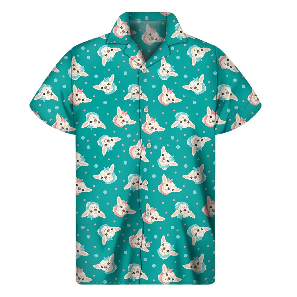 Chihuahua Puppy Pattern Print Mens Short Sleeve Shirt Hawaiian