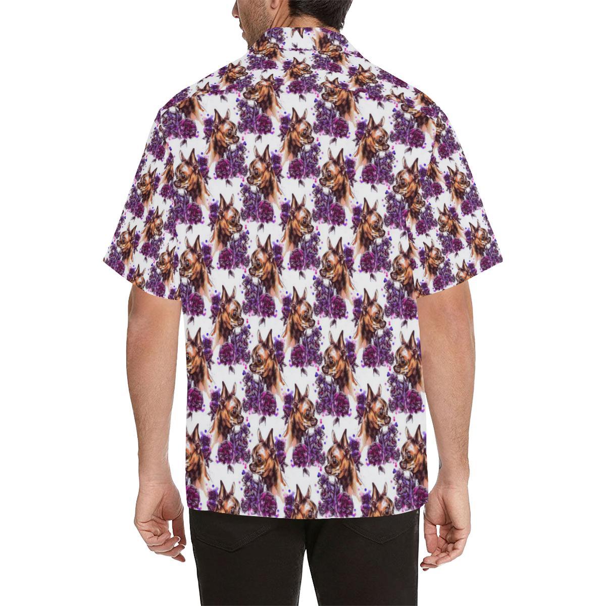 Chihuahua Purple Floral Hawaiian Shirt