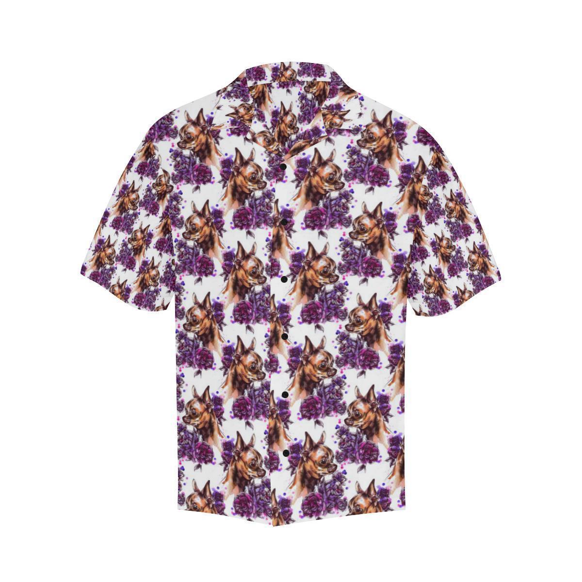 Chihuahua Purple Floral Hawaiian Shirt