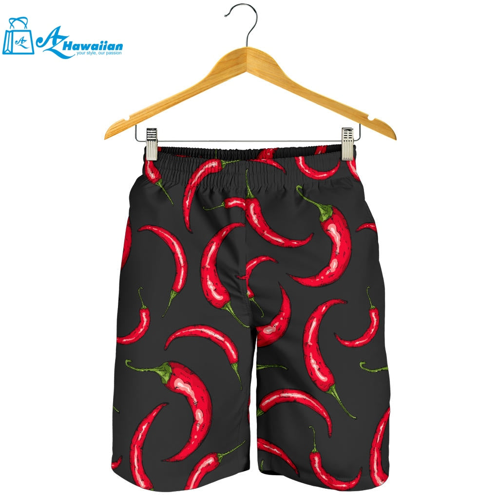 Chili Peppers Pattern Black Background Men Shorts