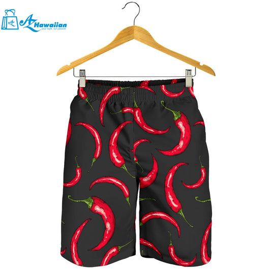 Chili Peppers Pattern Black Background Men Shorts