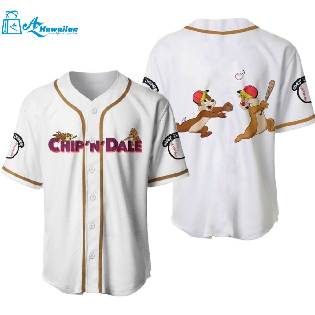 Chip & Dale Chipmunks Disney Cartoon Graphics All Over Print Unisex Baseball Jersey 