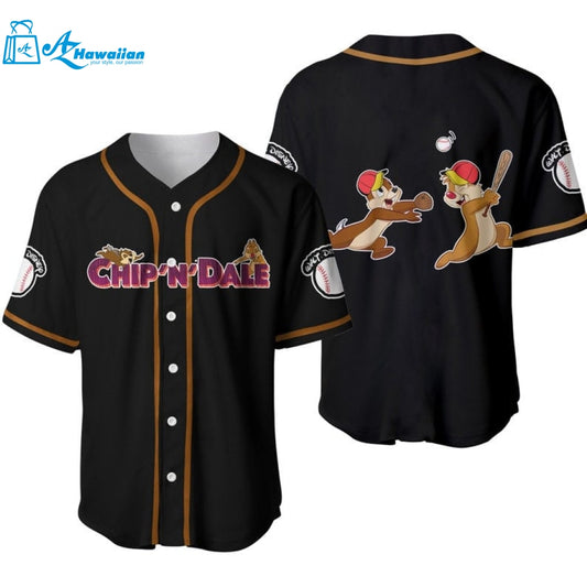 Chip & Dale Chipmunks Disney Cartoon Graphics All Over Print Unisex Baseball Jersey 