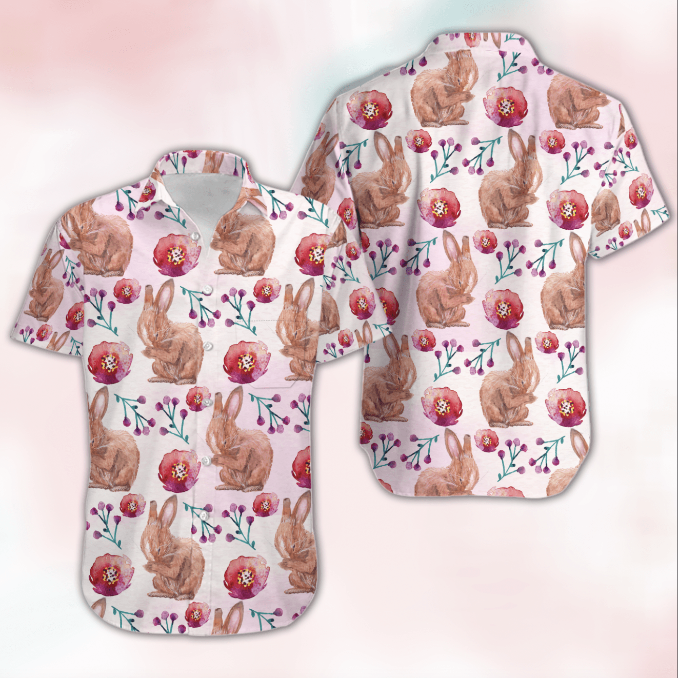 Happy Easter 2021 Cute Chocolate Bunny Flowers Hawaiian Aloha Shirts #DH