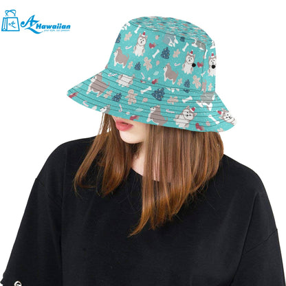 Christmas cute siberian husky puppie pattern Unisex Bucket Hat