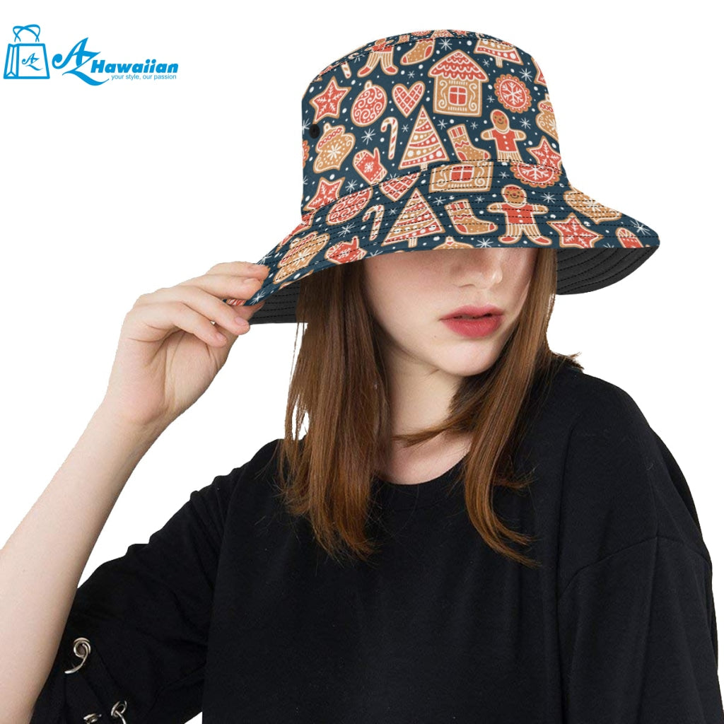 Christmas gingerbread cookie pattern Unisex Bucket Hat